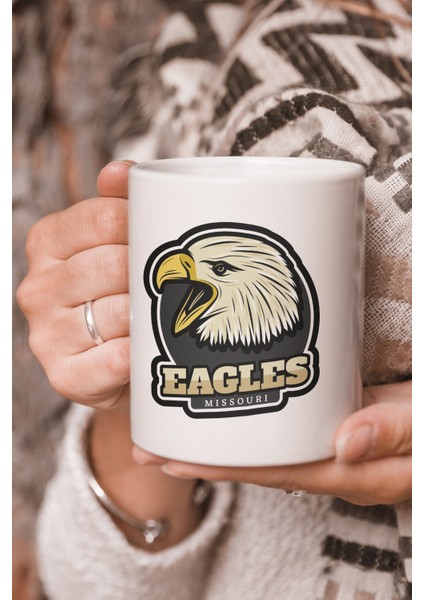 Eagles Missouri Kartal Vektörel Çizim Baskılı Kupa Bardak
