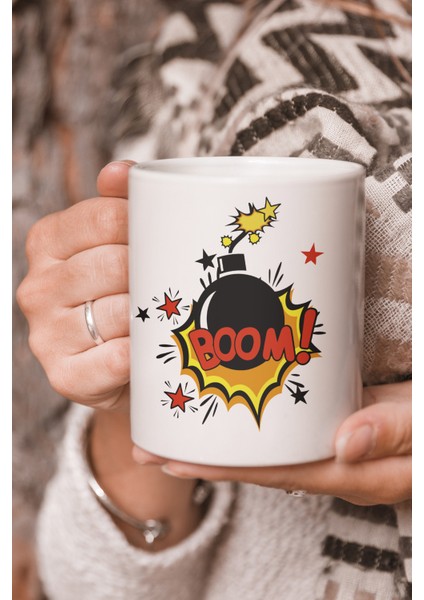 Boom ! Vektörel Çizim Baskılı Kupa Bardak