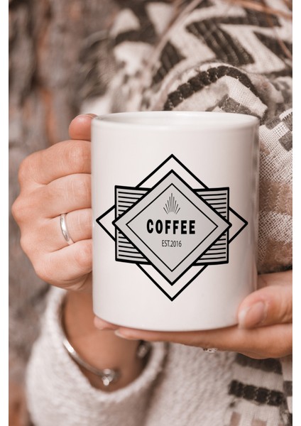 Coffee Vektörel Çizim Baskılı Kupa Bardak