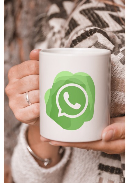 Whatsapp Logo Vektörel Çizim Baskılı Kupa Bardak