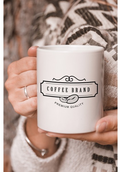 Coffee Brand Premium Quality Vektörel Çizim Baskılı Kupa Bardak