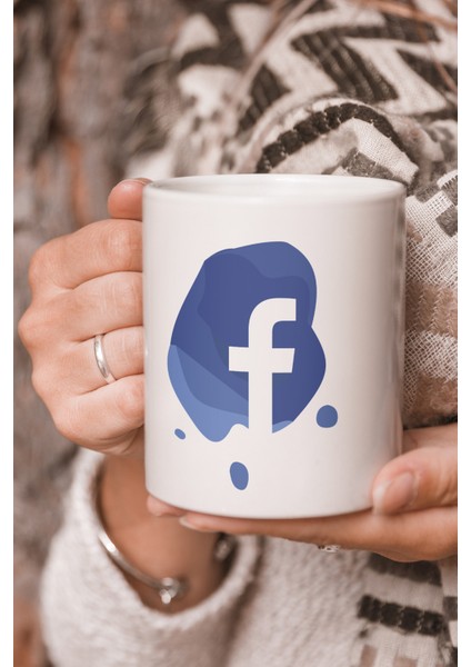 Facebook Logo Vektörel Çizim Baskılı Kupa Bardak