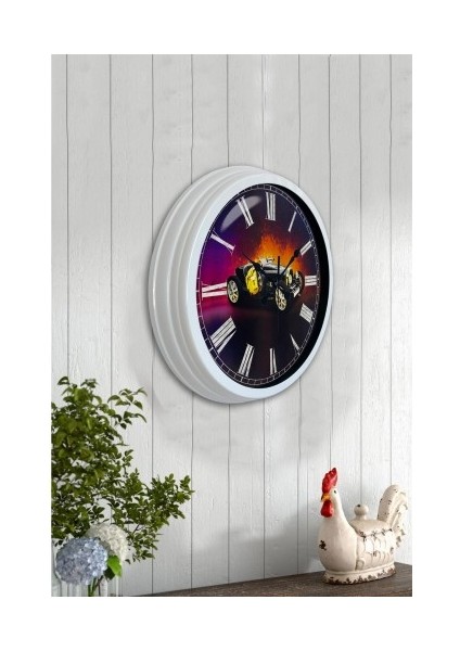Salon Ofis Duvar Saati Beyaz Alüminyum Metal Çerçeve 40 cm