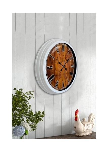 Salon Ofis Duvar Saati Beyaz Alüminyum Metal Çerçeve 40 cm
