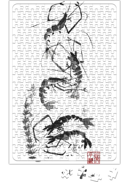 Traditional Chinese Painting Shrimp Gathering Puzzle 240 Parça