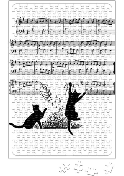 Yaramaz Komik Müzik Notalı Kedi Cat Puzzle 240 Parça Yapboz