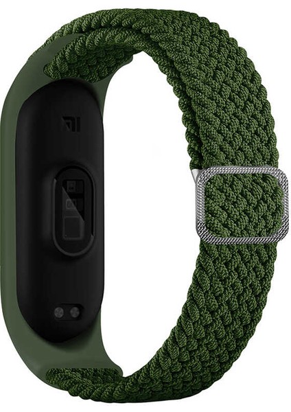 Xiaomi Mi Band 3 Kordon Cırtcırt Kumaş Ayarlanabilir Örgü Tasarım Krd 49 Koyu Yeşil