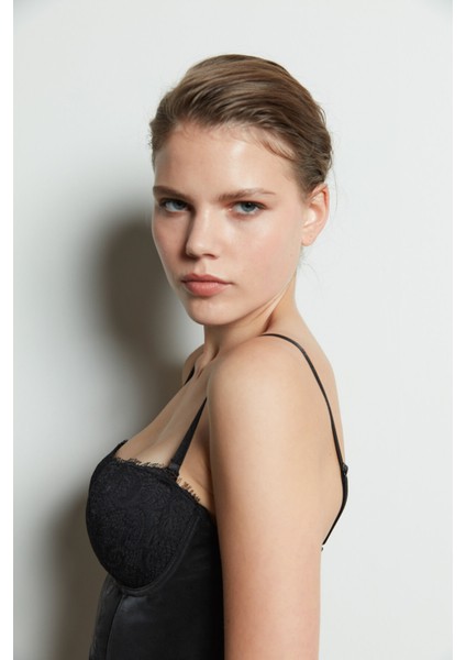 Siyah Bloom Leather Büstiyer modelleri