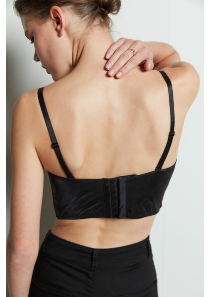 Siyah Bloom Leather Büstiyer fırsatları