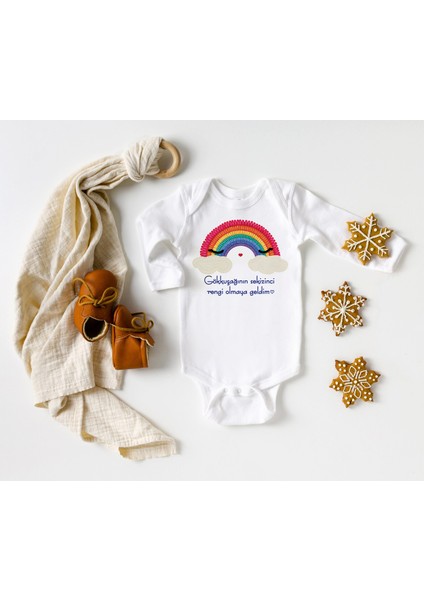 Niles Baby Design For Baby Gökkuşağı Desenli Uzun Kol Bebek Zıbın Hediyelik