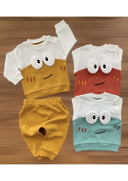 Baby Şaşkın Göz Kabartma Desen Penye Takım