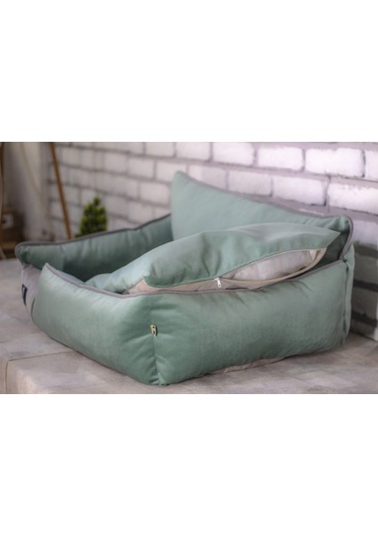 Lux Seri İç Mekan Fermuarlı Yıkanabilir Kedi ve Köpek Yatağı Turkuaz S modelleri