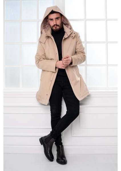 Kapşonlu Kışlık Uzun Şişme Erkek Mont modelleri