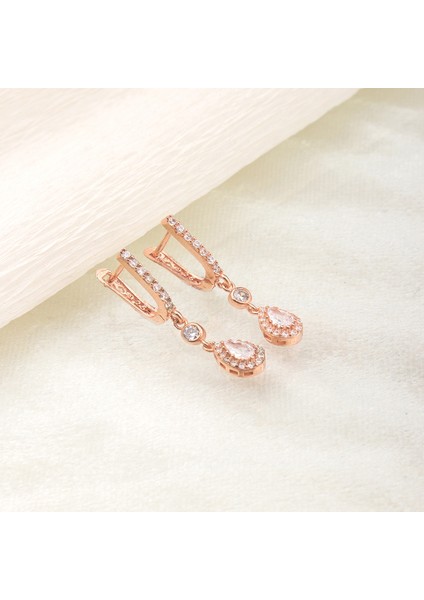 925 Ayar Gümüş Damla Tektaş Sallantılı Küpe