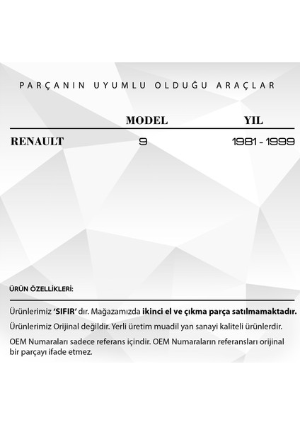 Renault R9 Için Su Geri Dönüş Sibopu - 2 Adet