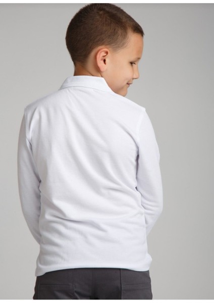 Uzun Kol Polo Yaka Beyaz Lakos Okul T-Shirt fırsatları