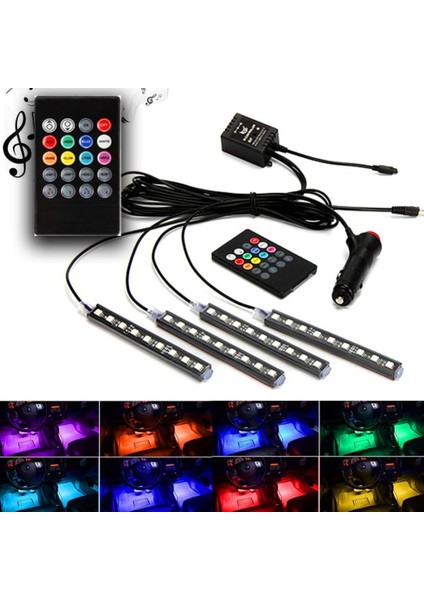 Auto Ampulance Araç Içi Ayak Altı LED Kumandalı Sese Duyarlı 12'li - Rgb  Auto Ampulance