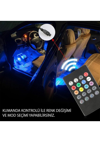 Auto Ampulance Araç Içi Ayak Altı LED Kumandalı Sese Duyarlı 12'li - Rgb  Auto Ampulance