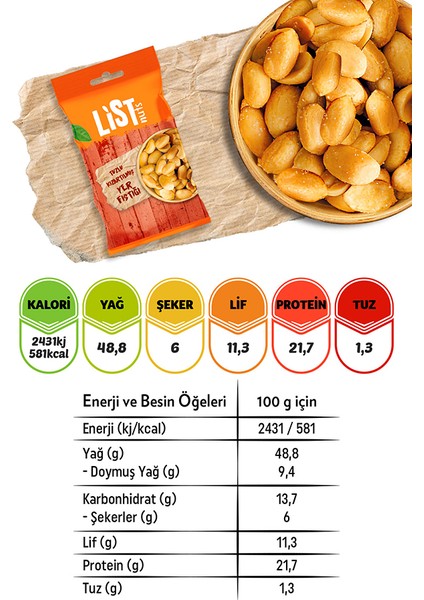 List Nuts Kızarmış Yer Fıstığı 20 x 40 G