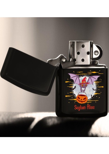 Kişiye Özel Happy Halloween Tasarımlı Renkli Baskılı Siyah Benzinli Metal Çakmak-8 fiyatları
