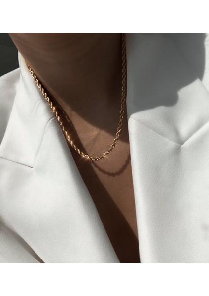 Altın Kaplama Gümüş Halat Zincir 3 mm