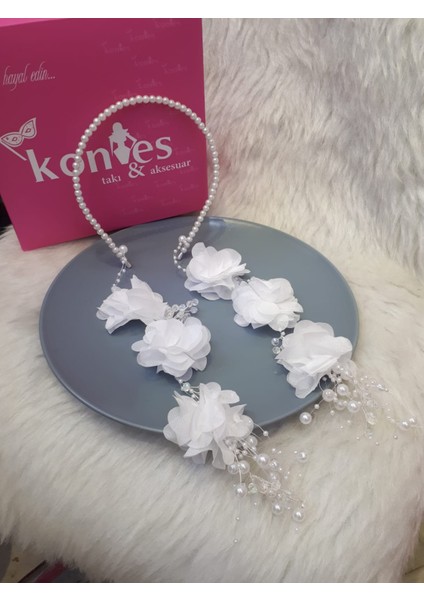 Tacı Saç Aksesuarı Lohusa Taçı Küpeli Taç