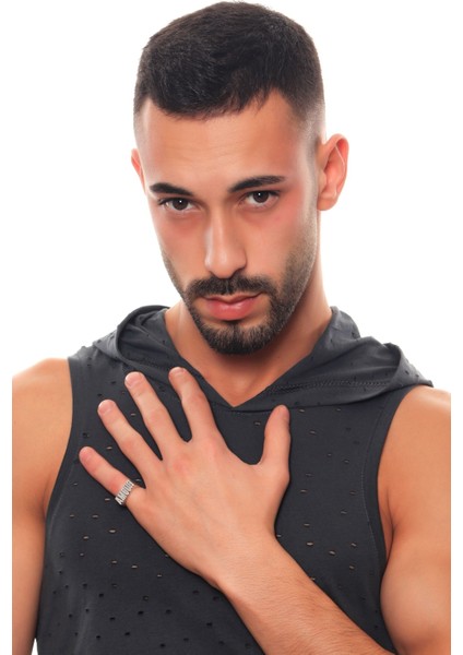 Erkek Antik Gümüş Kaplama Ayarlanabilir Amour Yüzük modelleri