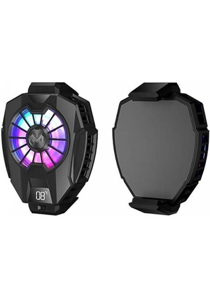 Rgb LED Işıklı Telefon Isı Göstergeli Telefon Soğutucu Fan