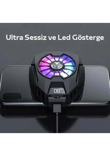 Rgb LED Işıklı Telefon Isı Göstergeli Telefon Soğutucu Fan modelleri