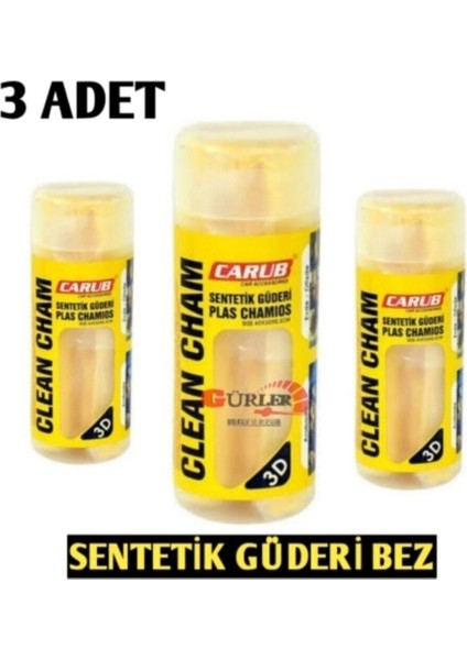 Mikrofiber Sentetik Güderi Cam Bezi Genel Temizlik Bezi 3 Ad