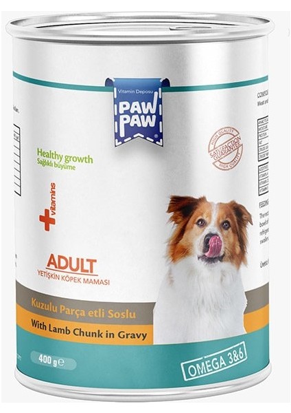 Kuzu Etli Soslu Yetişkin Köpek Konservesi 400 gr