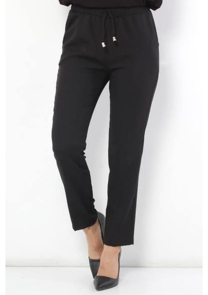 Kadın Siyah Dar Paça Cep Detaylı Dabıl Kumaş Pantalon fiyatları