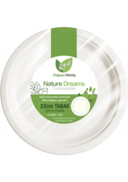 Nature Dreams Ekolojik Kağıt Tabak - 22CM - 50'li