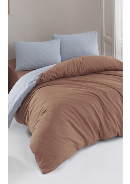 Softly Açık Indigo-Karamel Çift Kişilik Nevresim Takımı