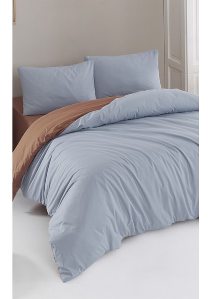 Softly Açık Indigo-Karamel Çift Kişilik Nevresim Takımı