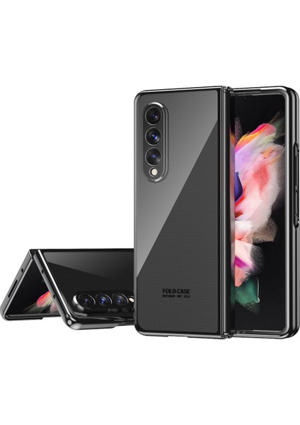 Samsung Galaxy Z Fold 3 5G İçin Kaplama Şeffaf Sert PC Kılıfı Kapak Siyah (Yurt Dışından)