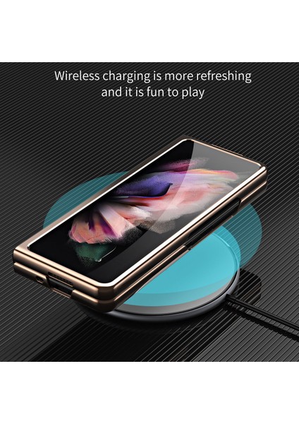 Samsung Galaxy Z Fold 3 5G İçin Kaplama Mat Metal Doku Ekran Koruyucu ile Tam Vücut Koruma Kılıfı Kapak Mavi (Yurt Dışından) indirimleri