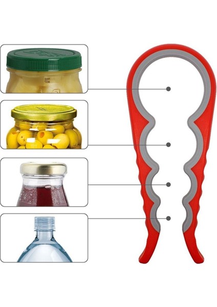 4 Fonksiyonlu Metal Üzeri Silikon Şişe Kavanoz Kapağı Açma Aparatı