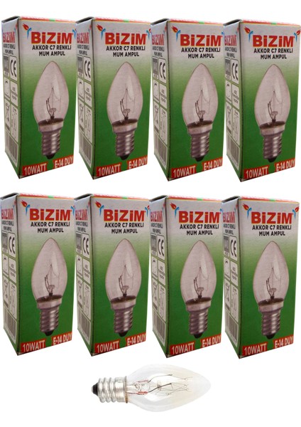 8 Adet E14 Duy Tuz Lambası Ampülü 10 Watt