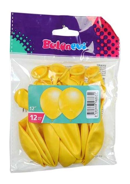 12 Inç 12 Li Metalik Sarı Balon