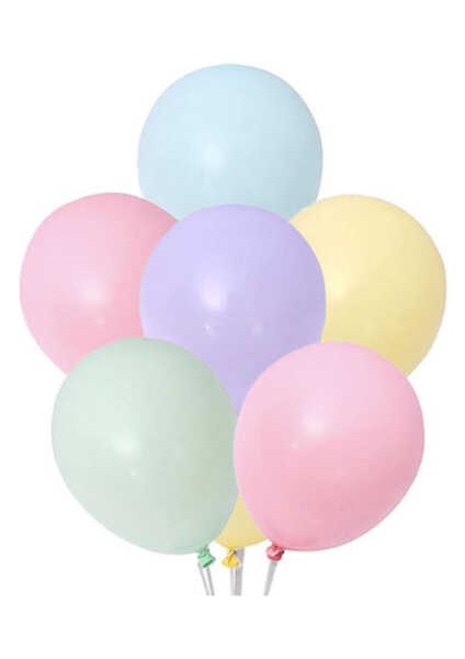12 Inç 15 Li Karışık Renk Makaron Balon
