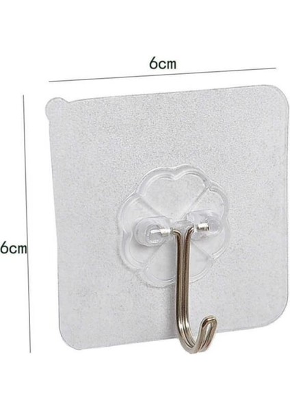 Kendinden Yapışkanlı Şeffaf Askı Metal Kancalı Askılık 5 Adet