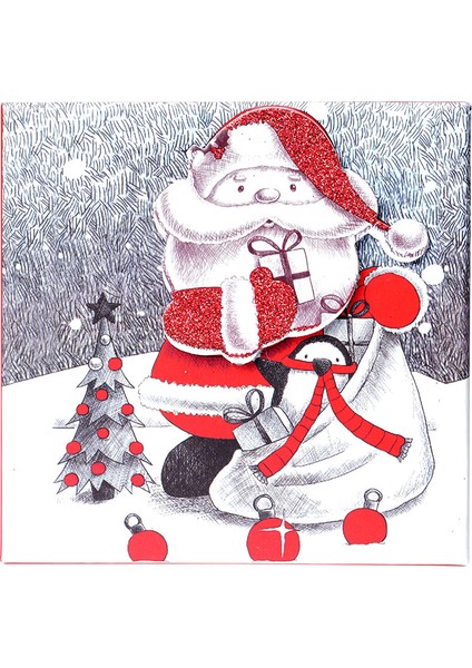 Yılbaşı Noel Baba ve Çam Ağacı Motifli Hediye Kutusu 12X8 cm