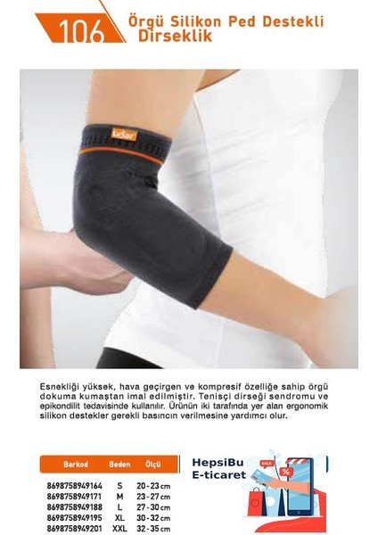 106 Örgü Silikon Peddestekli Dirseklik L Beden