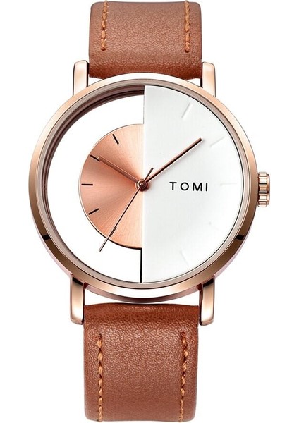 Toni T080 Yarı Saydam Kol Saati - Altın Rengi Kasa ve Kahverengi Kayış (Yurt Dışından)