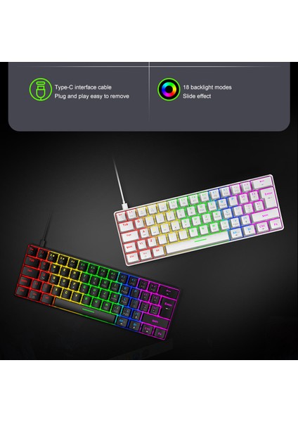 Kablolu 62KEYS Mekanik Oyun Klavyesi Arkadan Aydınlatmalı (Yurt Dışından) indirimleri
