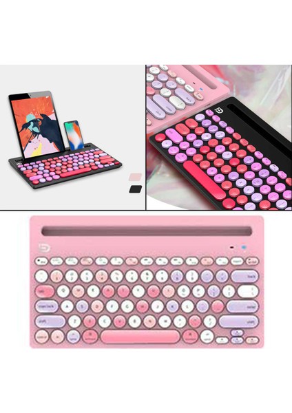 Mini 79-Anahtar Retro Yuvarlak Keycaps Bluetooth Klavye Daktilo Taşınabilir (Yurt Dışından)