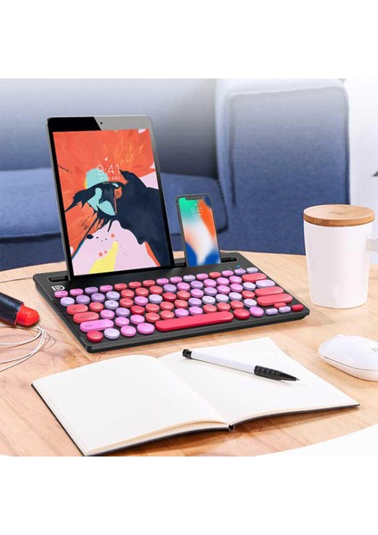 Mini 79-Anahtar Retro Yuvarlak Keycaps Bluetooth Klavye Daktilo Taşınabilir (Yurt Dışından)