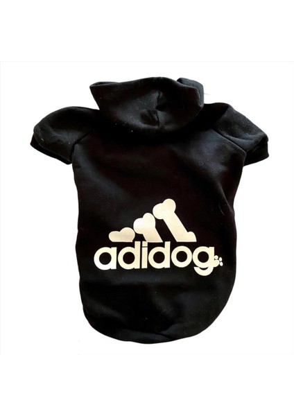 Siyah Adidog Kapşonlu Duo Kedi Sweatshirt Kedi Kazağı S