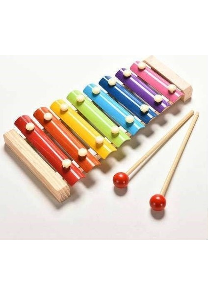 Ahşap Eğitici Oyuncak Seti 3 In 1 Geometrik Saat + 8 Notalı Selefon + Geometrik Şekiller